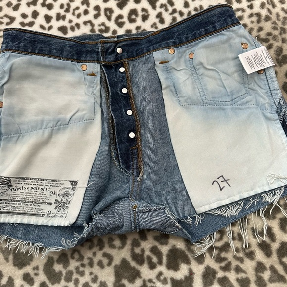 Levi’s RE/DONE High Waisted Button Fly Jean Shorts in Blue Wash Size 27 - Picture 11 of 17